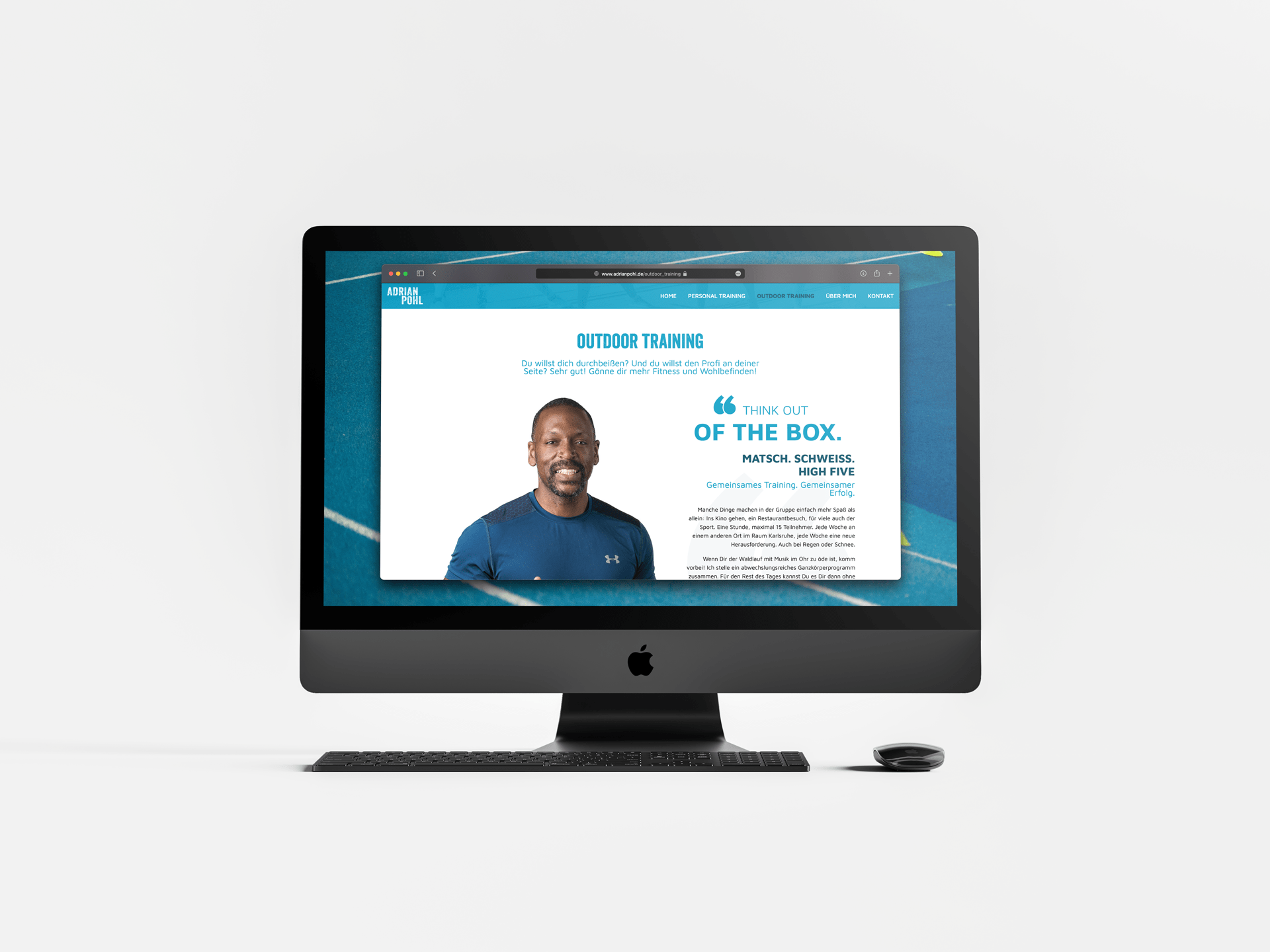 iMac mit Mockup der Website von Adrian Pohl